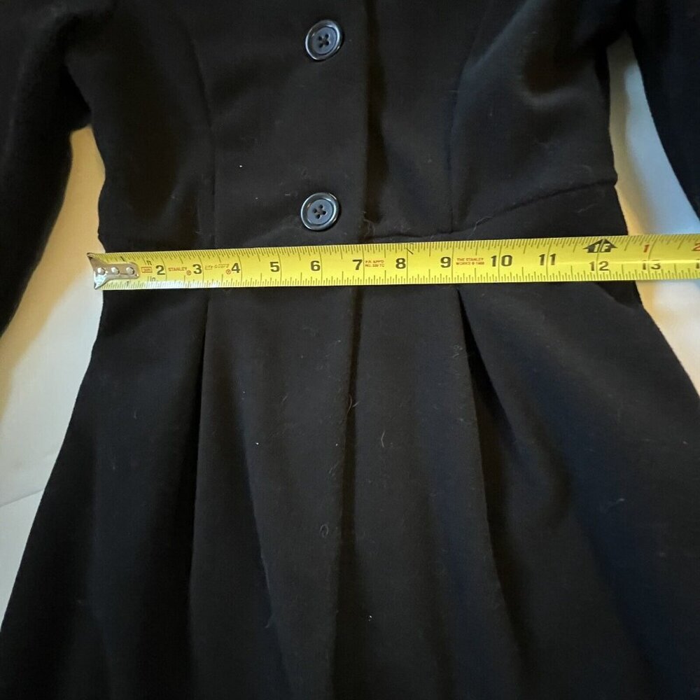 Vtg Copper Key Soft Black Coat Faux Fur Leopard Trim Size 7/8 Buttons Pockets - Picture 7 of 13